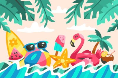 Free Vector | Cartoon summer background