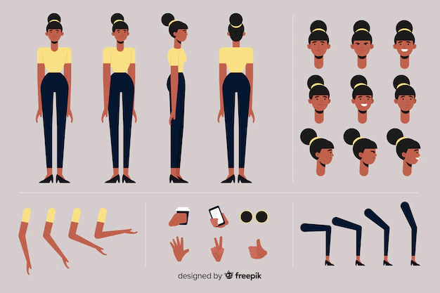 Free Vector | Cartoon woman character template