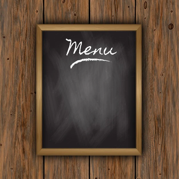 Free Vector | Chalkboard menu on a wooden background