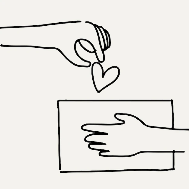 Free Vector | Charity doodle vector hand giving heart/money, donation concept