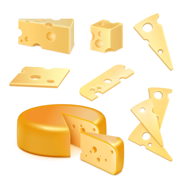 Free Vector | Cheese realistic set
