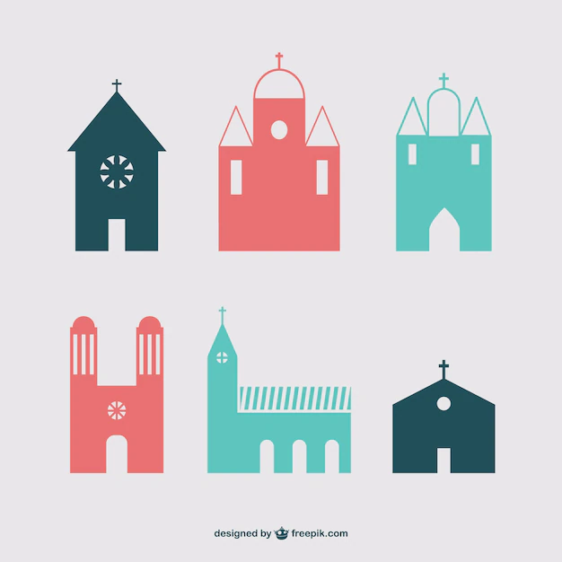 Free Vector | Christian buildings icon set