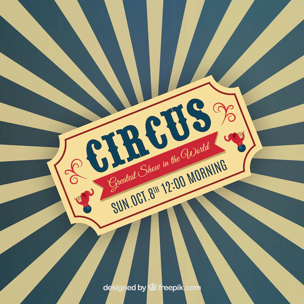 Free Vector | Circus ticket on sunburst background