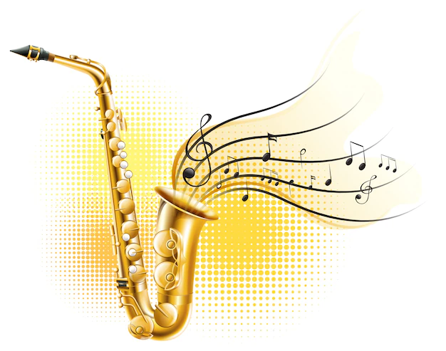 Free Vector | Classic saxophone with music notes