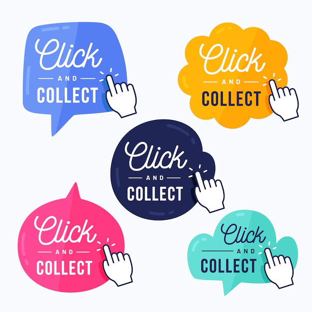Free Vector | Click and collect button collection