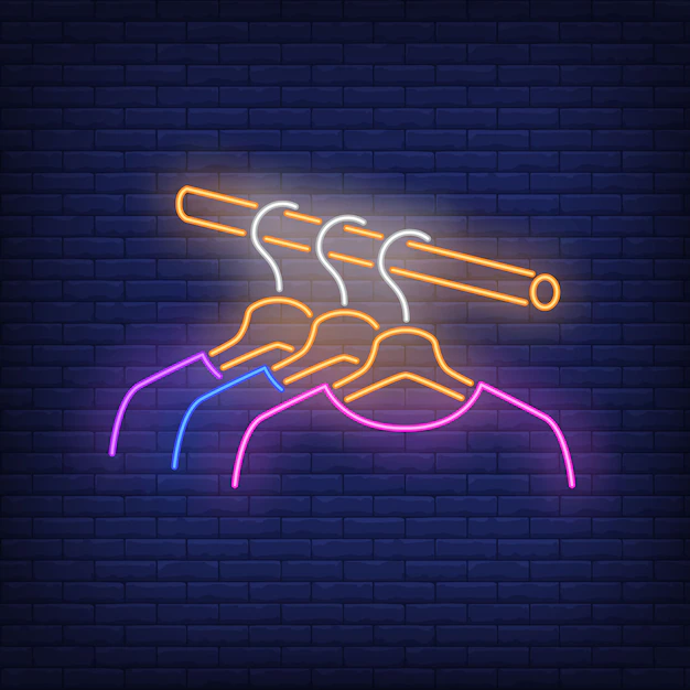 Free Vector | Clothes on rail neon sign.