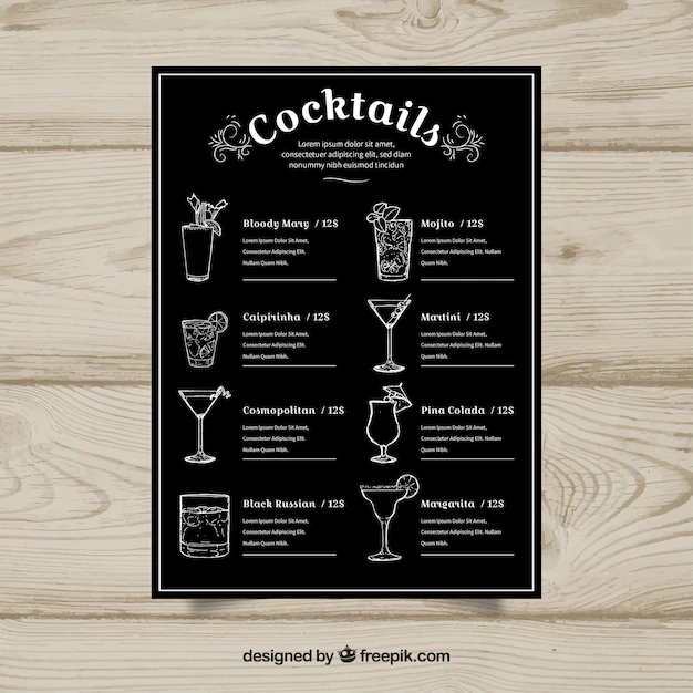 Free Vector | Cocktail menu template with flat design