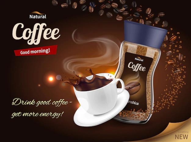 Free Vector | Coffee advertisement realistic composition