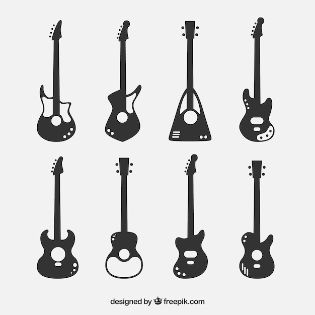 Free Vector | Collection of bass guitar silhouettes