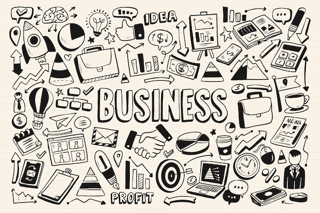 Free Vector | Collection of business monochromatic doodles