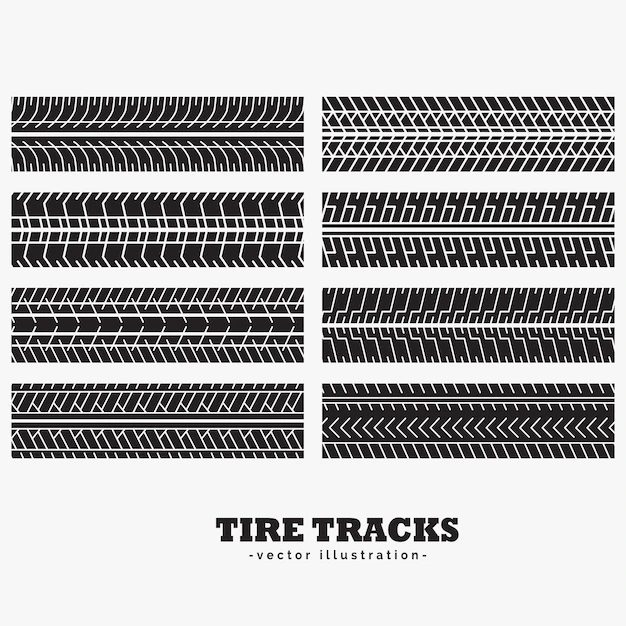 Free Vector | Collection of eight tire track marks