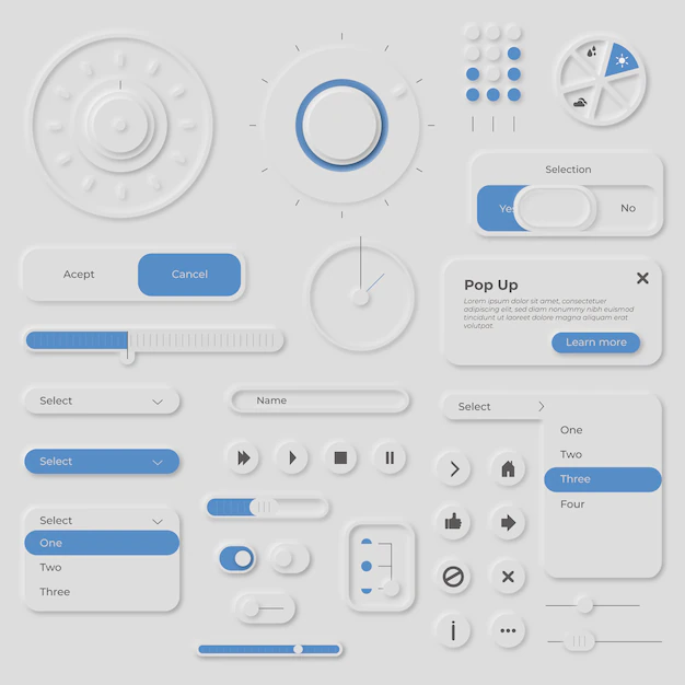 Free Vector | Collection of elements in neumorphic style