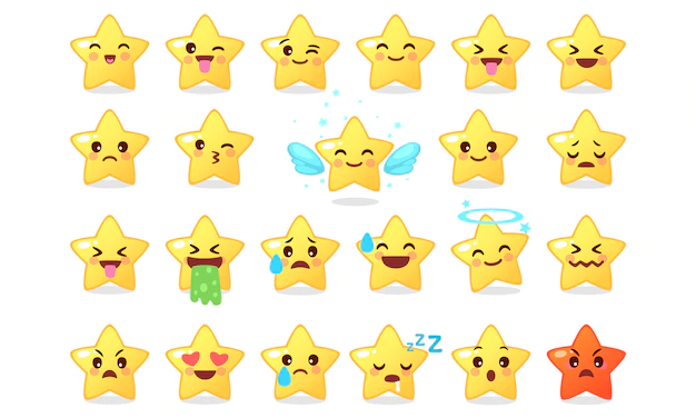 Free Vector | Collection of emoticon icon of cute star cartoon on white