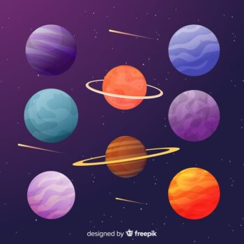 Free Vector | Collection of flat colorful planets