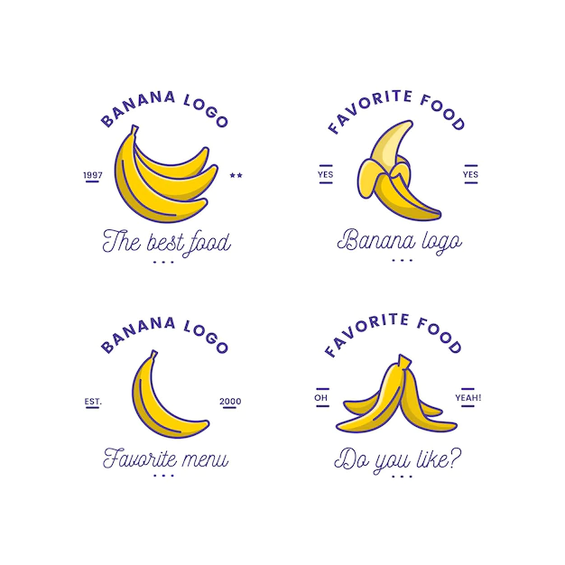 Free Vector | Collection of funny banana logo template