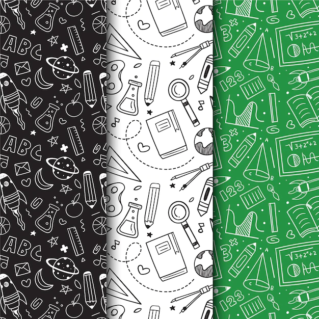 Free Vector | Collection of hand drawn back to school pattern