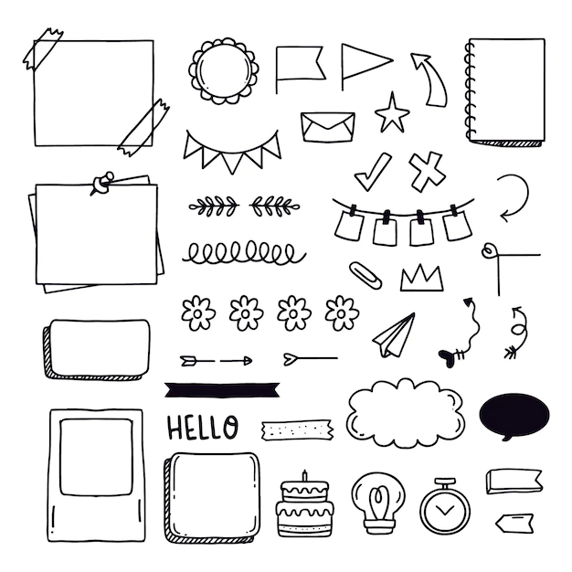 Free Vector | Collection of hand drawn bullet journal elements