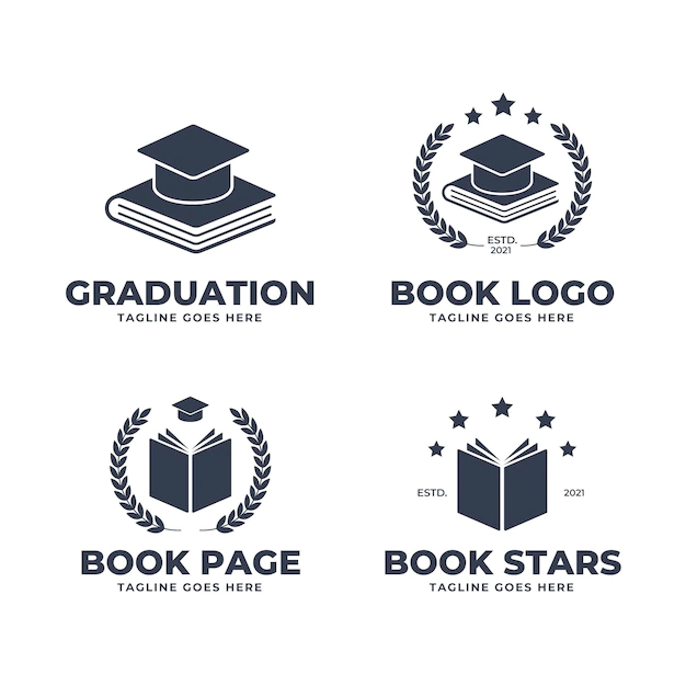 Free Vector | Collection of monochrome flat design book logo