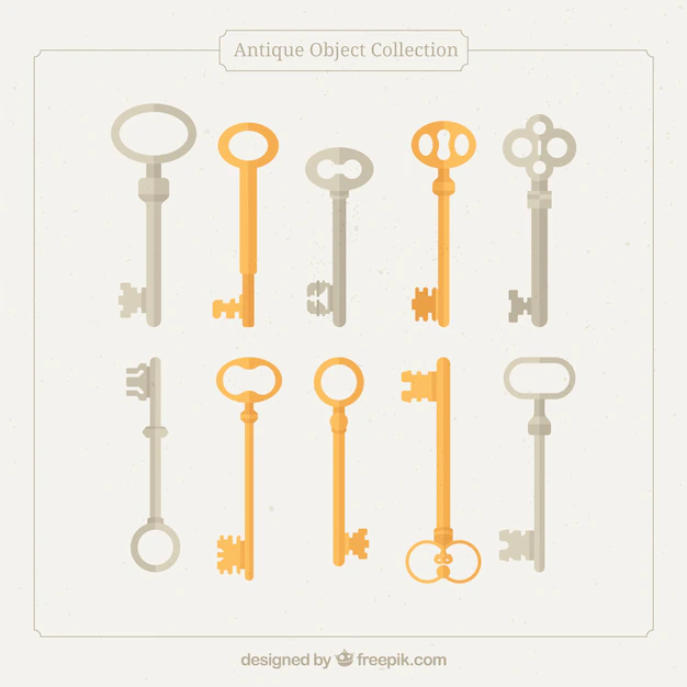 Free Vector | Collection of old keys in flat design