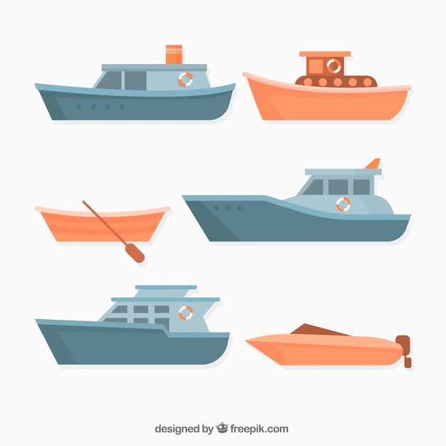 Free Vector | Collection of various boats in flat design