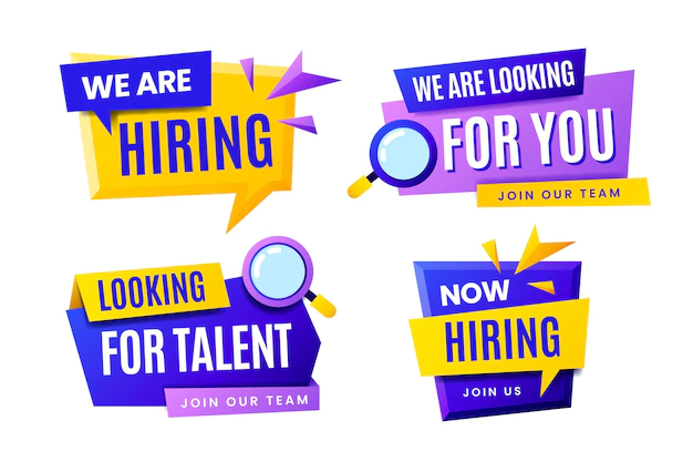 Free Vector | Collection of we are hiring banners with geometrical shapes