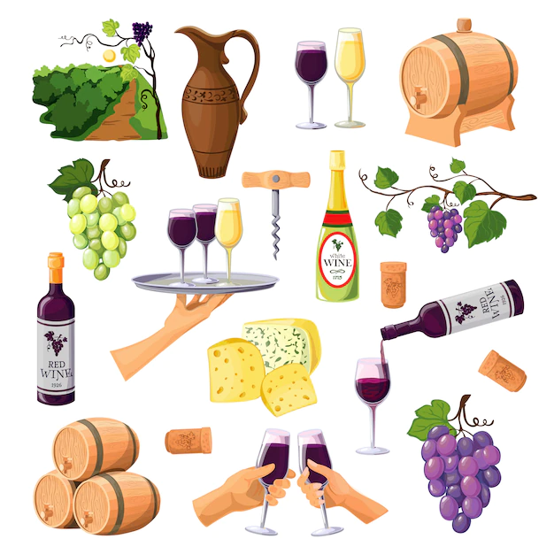 Free Vector | Color wine icons set