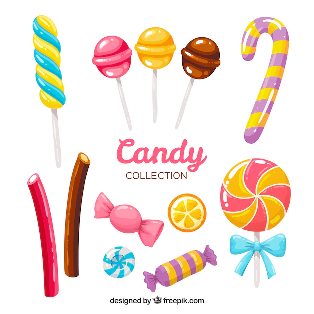 Free Vector | Colorful candies collection in hand drawn style