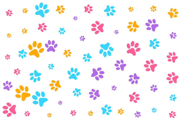 Free Vector | Colorful dog or cat paw prints pattern background