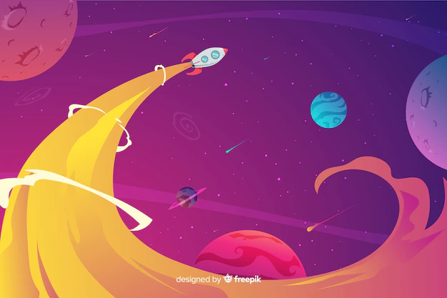 Free Vector | Colorful gradient space with a rocket background