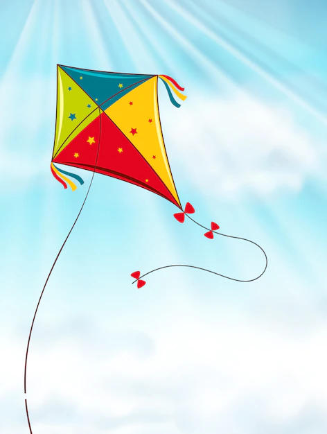 Free Vector | Colorful kite flying in blue sky