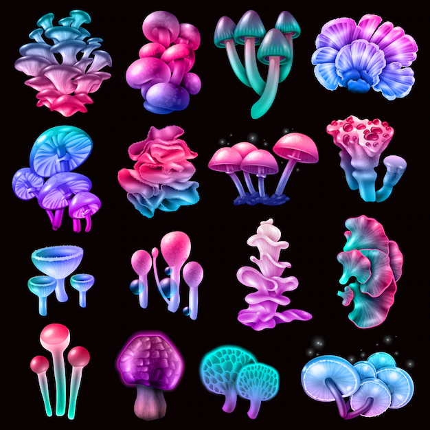 Free Vector | Colorful magic mushrooms collection