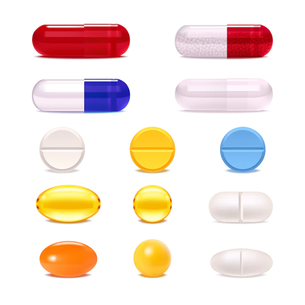 Free Vector | Colorful medicine pills and capsules set