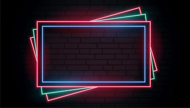 Free Vector | Colors neon frame in stacking style design
