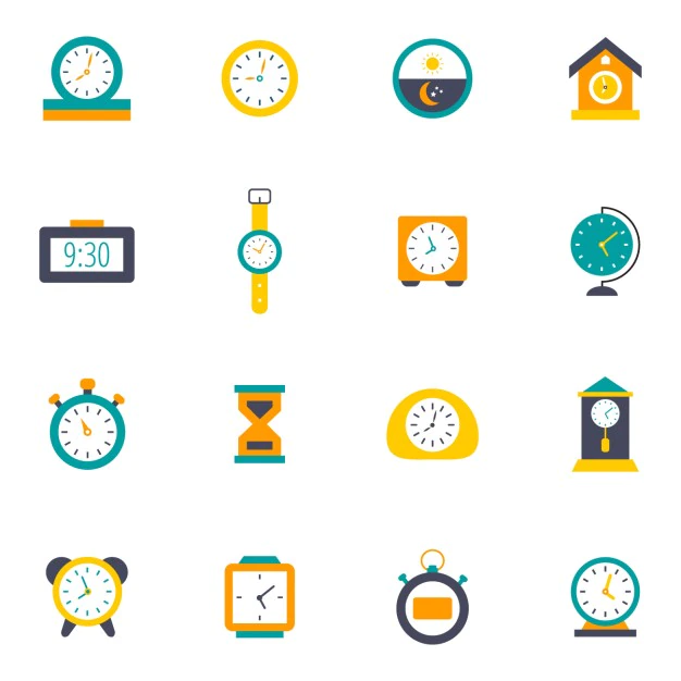 Free Vector | Coloured clocks icons