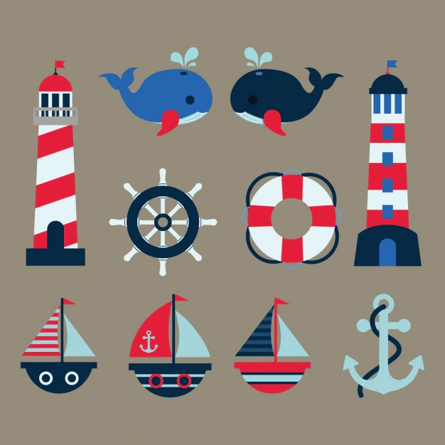 Free Vector | Coloured nautical elements