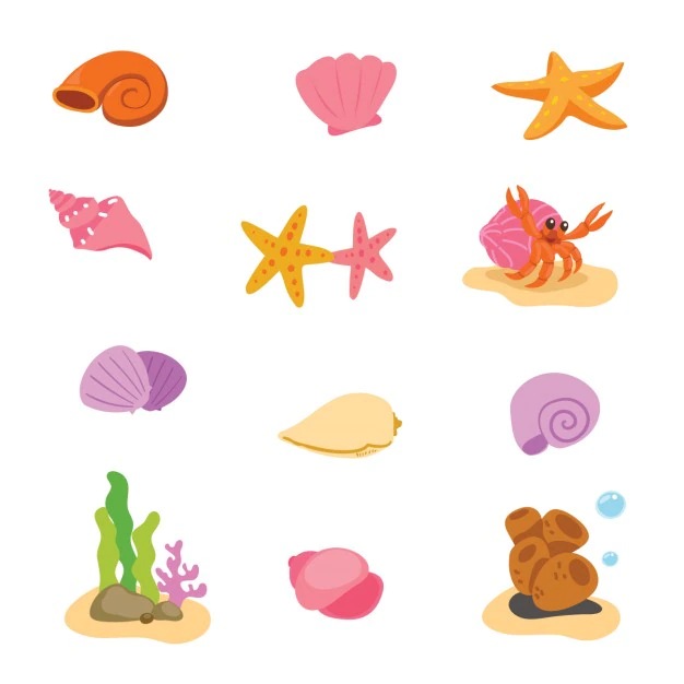 Free Vector | Coloured sealife elements