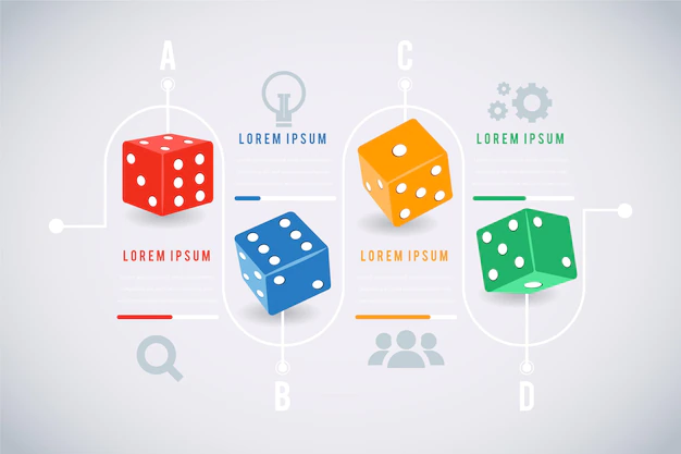 Free Vector | Coloured statistical dice infographic template