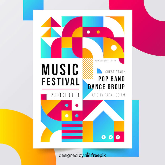 Free Vector | Colourful geometric music poster template