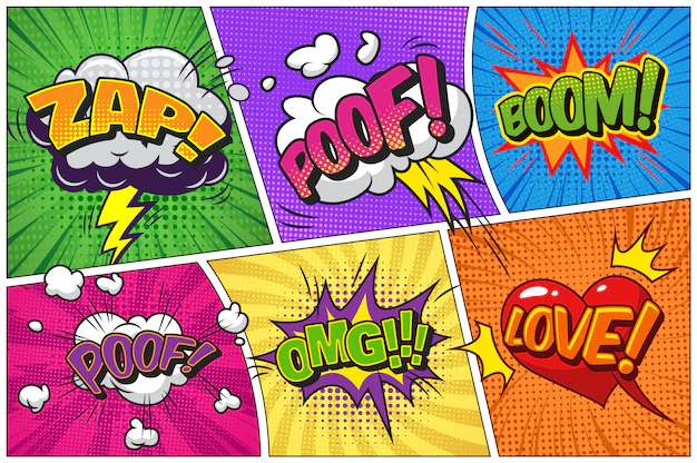 Free Vector | Comic bright template with speech bubbles on colorful frames
