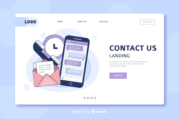 Free Vector | Contact us landing page template