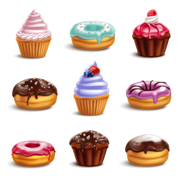 Free Vector | Cookie sweets icon set