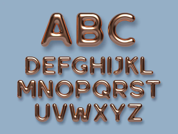 Free Vector | Copper metal alphabet vector set
