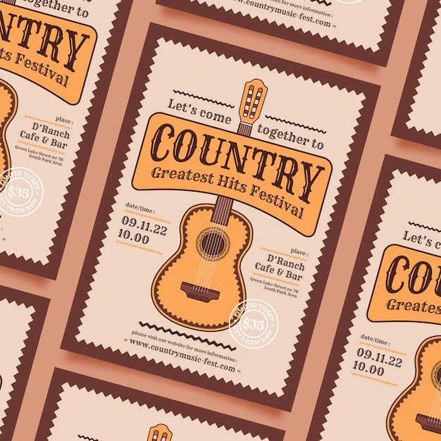 Free Vector | Country music concert poster
