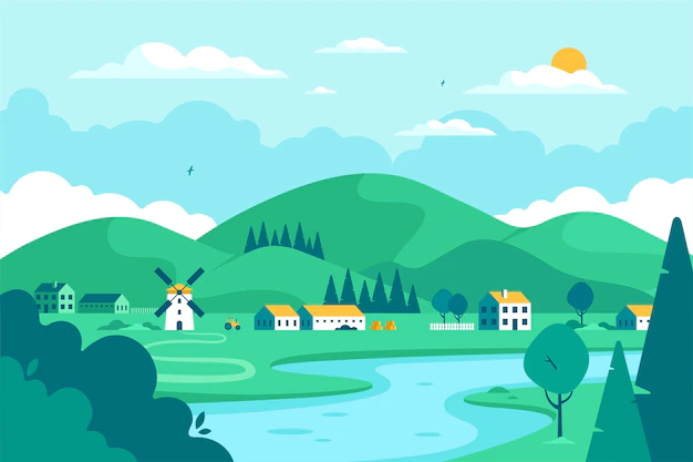 Free Vector | Countryside landscape concept