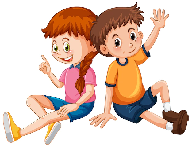Free Vector | Couple children cartoon character