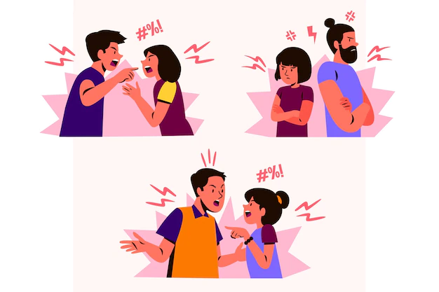 Free Vector | Couple conflicts set
