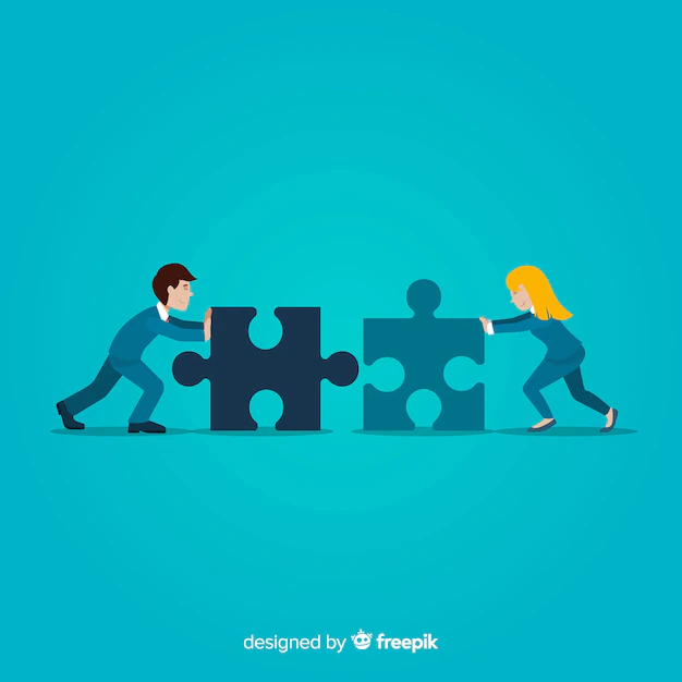 Free Vector | Couple connecting puzzle pieces background