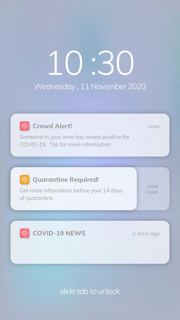 Free Vector | Covid-19 exposure notification app template vector mobile screen