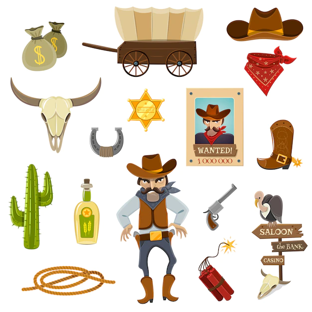 Free Vector | Cowboy icons set