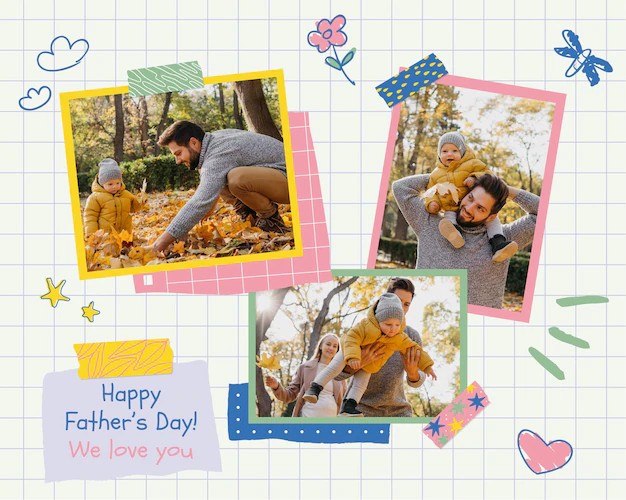 Free Vector | Creative child-like father's day photo collages